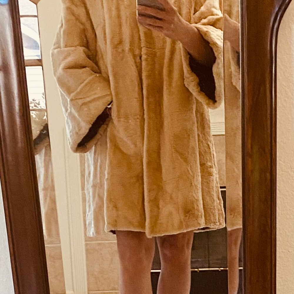 Ladies Vintage Sheared, Dyed Rabbit midi coat